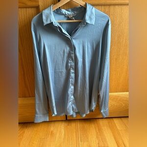 H&M Silk - Satin Blue Shirt
